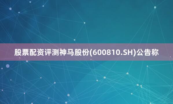 股票配资评测神马股份(600810.SH)公告称